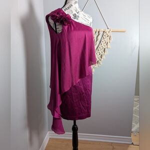 Le Chateau | One-Shoulder Cocktail Dress Medium, Purple Flower